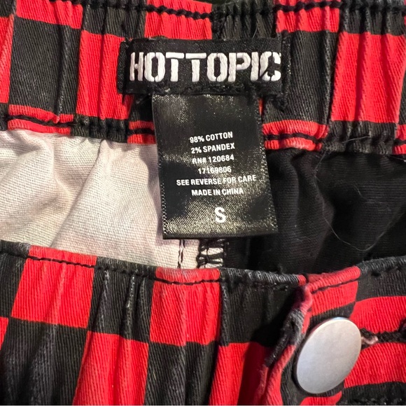 Hot Topic Red Plaid Split Leg Womens Size S Harley Quinn style Pant - Picture 7 of 7